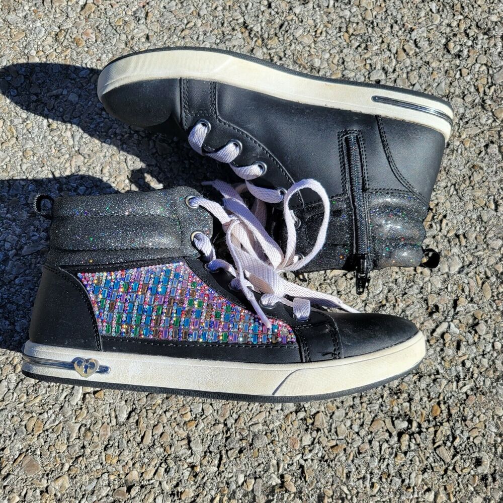 Skechers Shoes Girls 3 Sparkle Sneakers Shoes Purple Pink Blue Black Jewel Lace